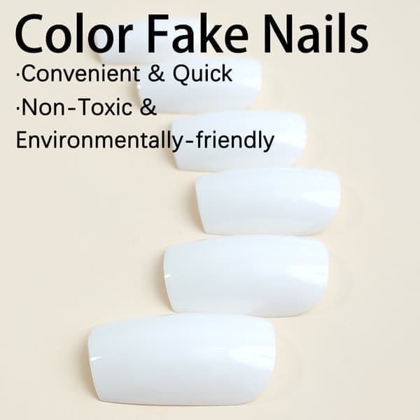 24pcs Solid Color Removable White Rectangular Nail Stickers