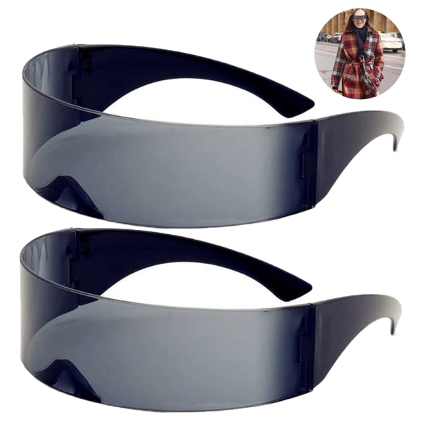 Futuristiska solglasögon Space Cyclops Wrap Around Glasögon Kantlös genomskinlig spegellins