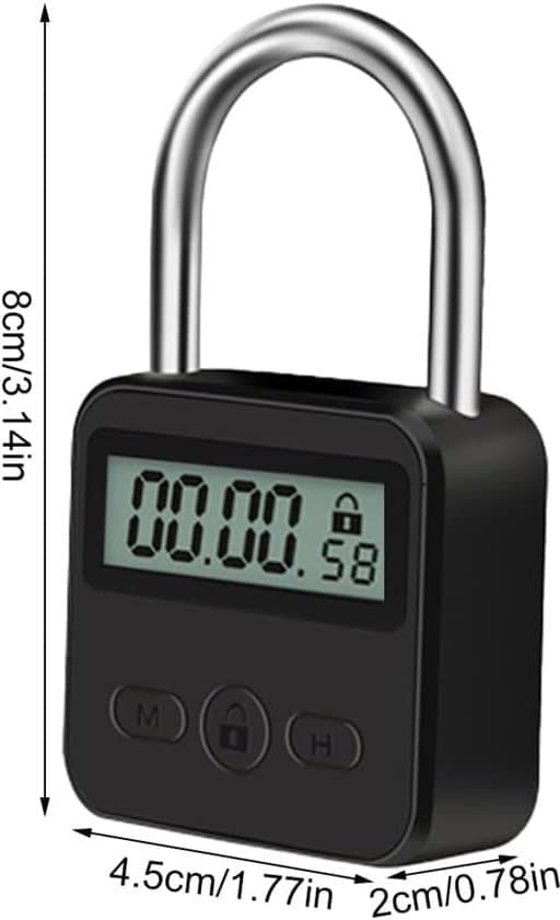 Time Lock - Digital Time Lock - Smart Time Lock with LCD Display - USB Security Padlock - Heavy-Duty Metal Electronic Timer Lock - Max. 99 Hours