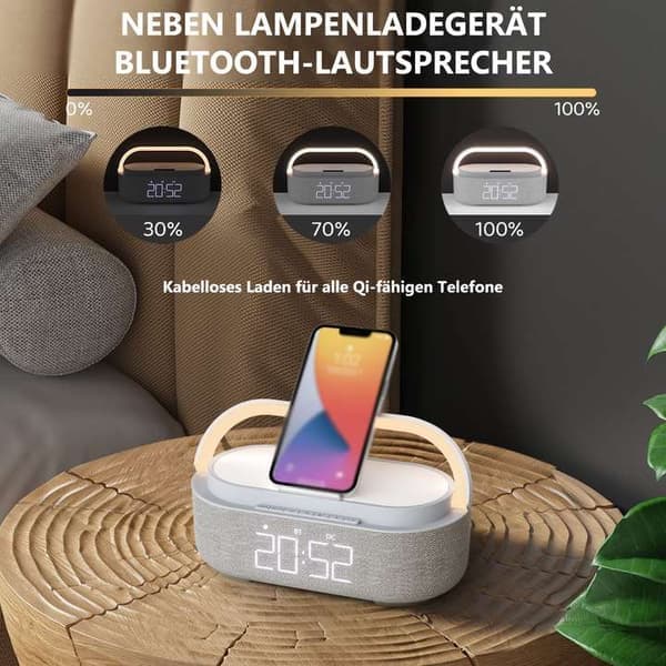 Radiovækkeur Digitalt med Trådløs Oplader Smart Vækkeur