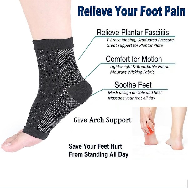 3 par Soothe Relief kompressionsstrumpor, fitness kompressionsstrumpor elastiska cykelstrumpor fotledsstöd för plantar fasciit ärm Soothe