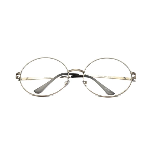 Retro Round Glasses Silver Metal Clear Glass without Strength silver