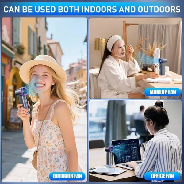 Mini Portable Fan - 3500mAh Battery - 1-199 Speeds - Digital Display - Portable - White