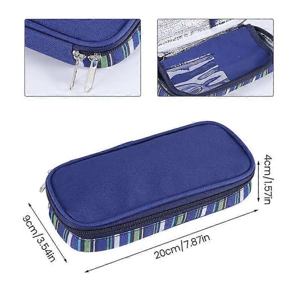 Insulin Cooler Bag Diabetic Organizer Medical Cooler Bag (Navy Blue)