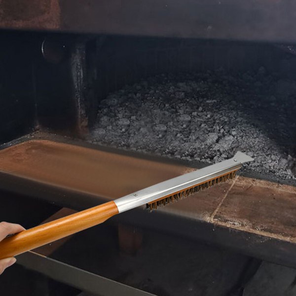 Pizzaugn Borste, Koppartråds Pizzasten Rengöringsborste med Skrapa, Utomhus Pizzaugn Tillbehör