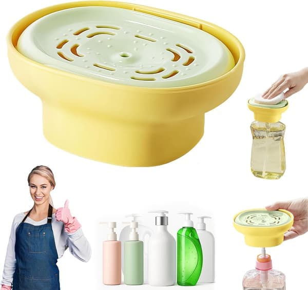 Handheld Detergent Dispenser with Measuring Pump - Drip-Free and Quick-Drying, Compatible with 99%+ Dish Soaps, for Sink/Laundry Room
