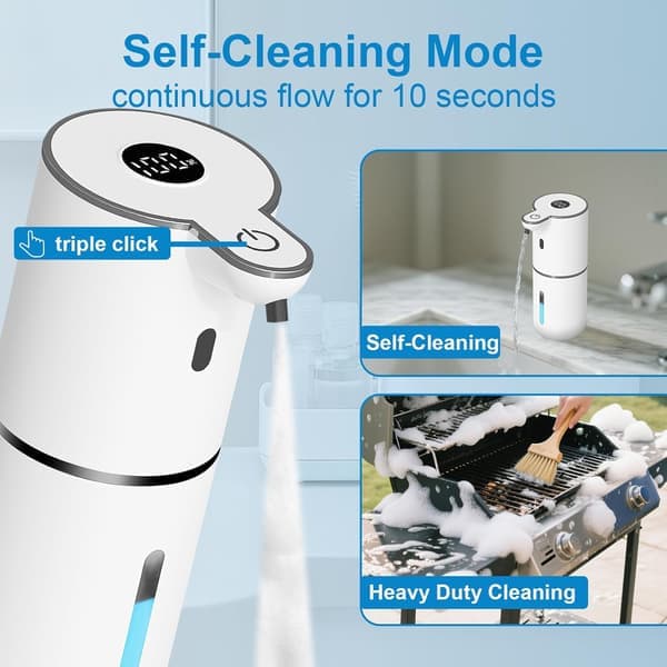 Automatisk skummende sæbedispenser Berøringsfri USB Genopladelig Smart Håndsæbedispenser 6-Niveauer Justerbar 380ml Vægmonteret til Badeværelse