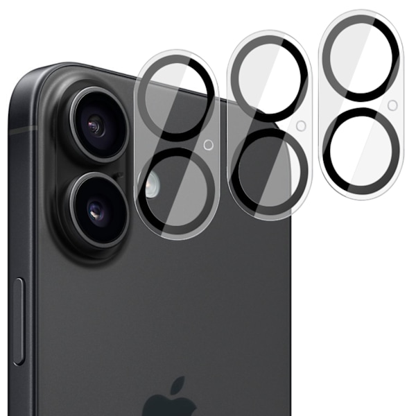 [3-Pack] iPhone 16 Plus Linsskydd av Härdat Glas - Skydd för Kamera, Anti-Reptåligt