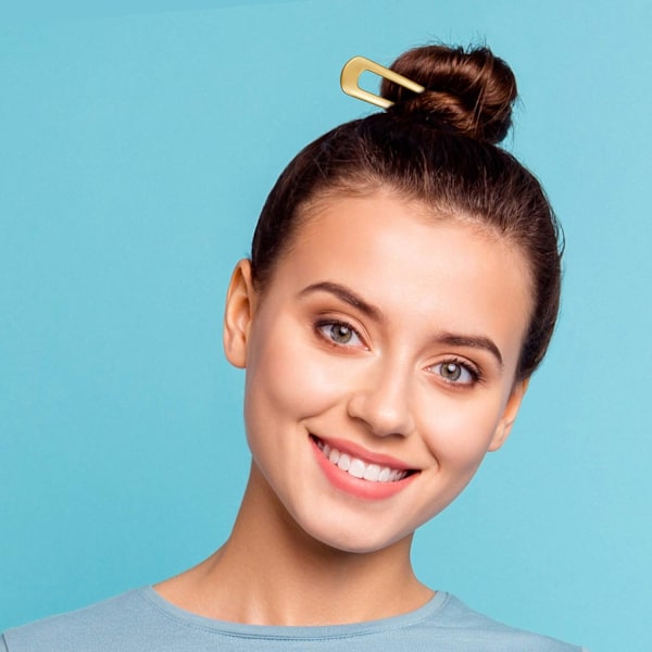 6 st enkla U-formade metallhårnålar Hårpinnar Hårgafflar 2-uddiga Chignon-nålar Hårtillbehör för kvinnor Stylingverktyg, Silver och Guld
