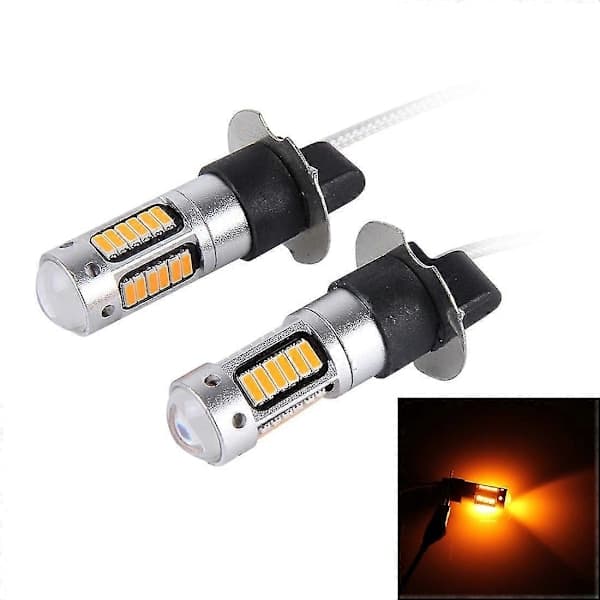 2 stk H3 10W 30 SMD-4014 LED tåkelys for bil, DC 12V Oransje lys Orange Light