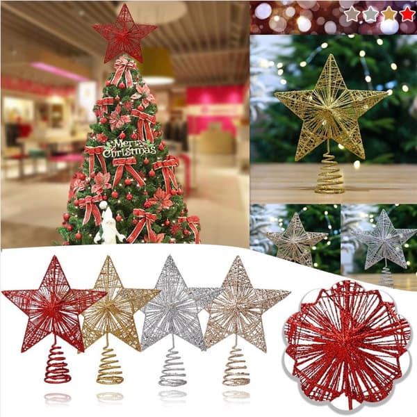 25CM Juletræsstjerne Stor Glitterstjerne Ornament Juletræsdekoration Red