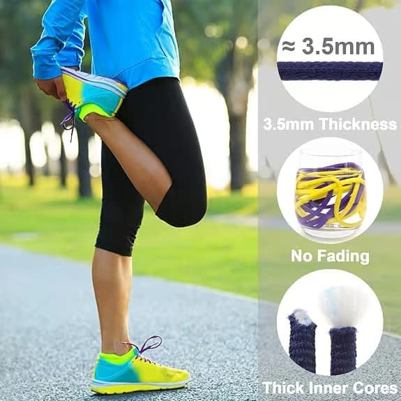 4 Sets Oval Shoelaces Half Round Athletic Sport/Running Shoe Laces White 100cm