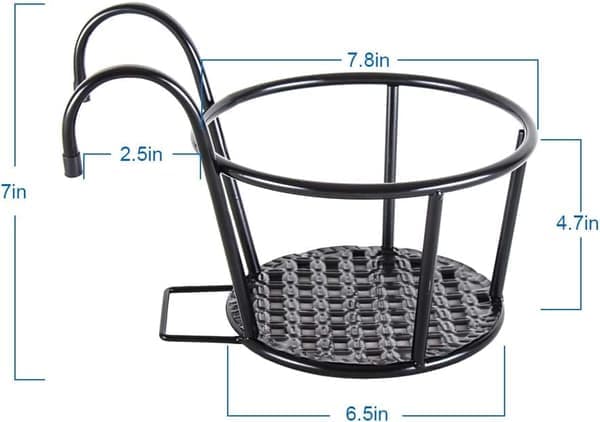Väggkorg i smidesjärn för blomlådor, metallstaket, montering - 3-pack svart