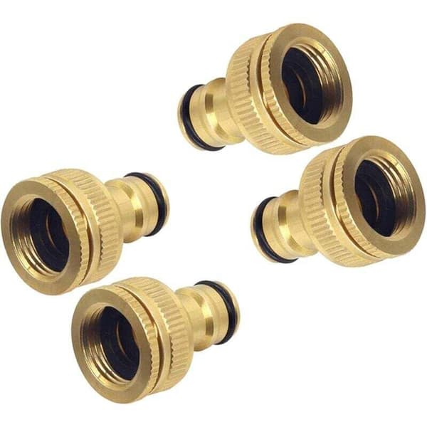 4-piece Solid Brass Garden Hose Connector, Brass Water Connection, Threaded Faucet Adapter, Anti-rust Water Sprinkler for Kitchen and Garden Faucets