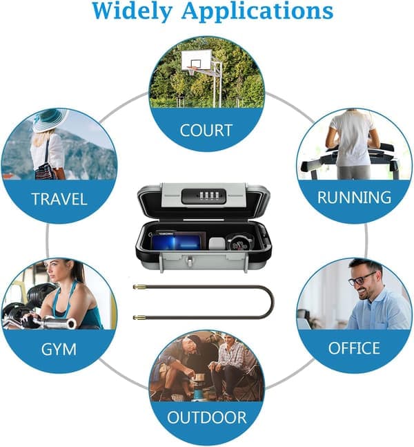 Portable Safe Combination Security Box with Code Waterproof Anti-theft Mini Travel Security Box with Removable Chain Security Box