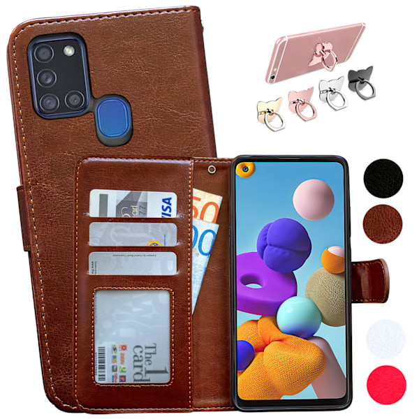 Skydda din Galaxy A21s - Läderfodral! Svart Svart