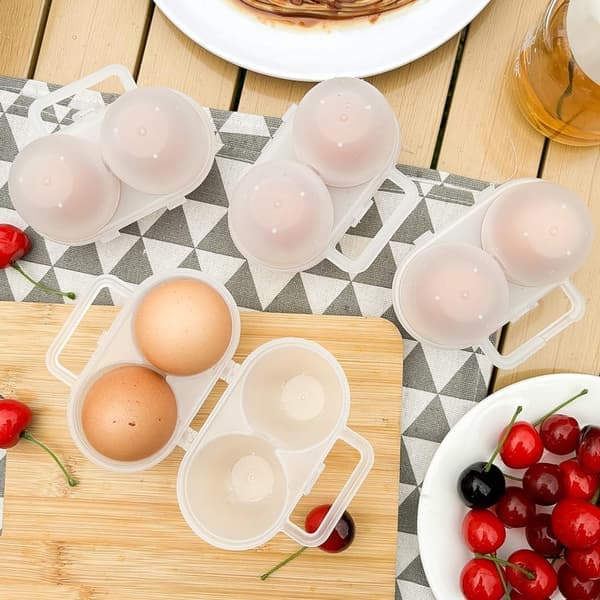 2-pack Äggförvaring med 2 fack, Praktisk äggförvaring, PP-material - Bärbar äggförvaring för picknick & vandring