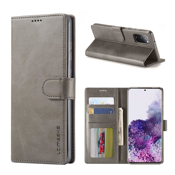 LC.Imeeke läder Samsung Galaxy S20 FE 5G / Samsung Galaxy S20 FE fodral - Silver/Grå Silvergrå