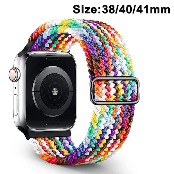 Flätat Solo Loop-kompatibelt armband för Apple Watch för kvinnor och män, stretchiga nylonelastiska armband för iWatch Series svart 38/40/41mm