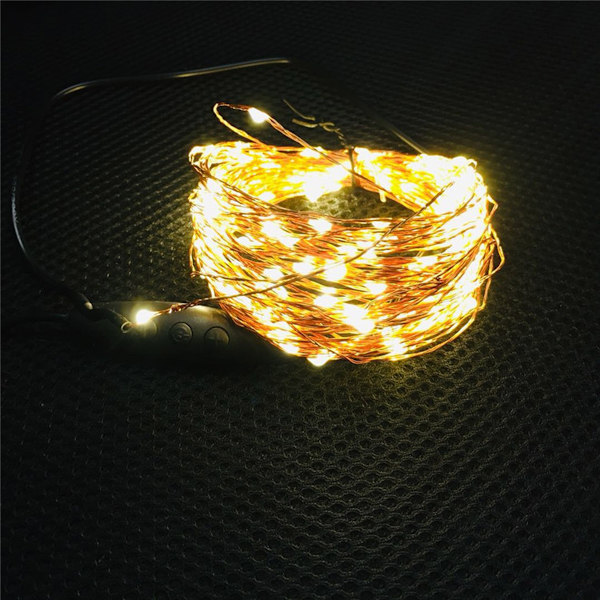 USB-anslutna ljusslingor i koppartråd 200 LED stjärnformade ljusslingor med på/av-knapp, varmvit