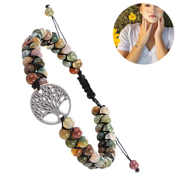 Naturligt 7 Chakra Healing Crystal Armband Reiki Ädelsten Runda Pärlor Stretch Armband Kvinnor Män Yoga Smycken för ångestlindring