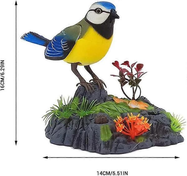 Singing Chirping Bird Toy with Motion Sensor, Electronic Talking Parrot, Realistic Sounds, Yellow for Kids