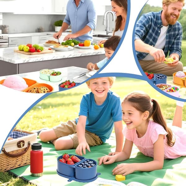 Silicone Dual Compartment Spice Box, Snack Container, Dishwasher Safe, Stackable Snack Box, Storage Box
