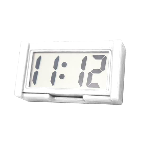 Small Digital Clock Battery Operated - Large Screen Car Clock Dashboard - Stick On Clock, Portable Car Accessories for Car White White