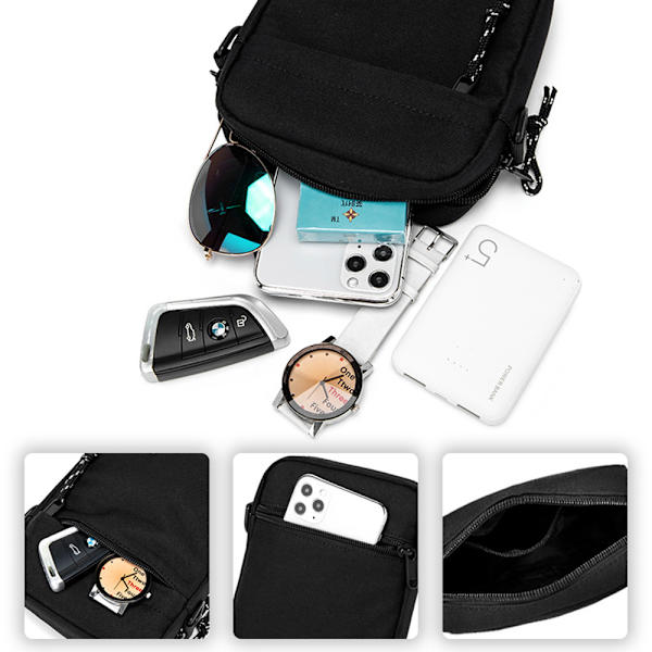 Mobiltelefon crossbody väska för män, mobiltelefon crossbody väska med plånbok, liten hängande mobiltelefon väska, vattentät dragkedja, herr handväska, mobiltelefon