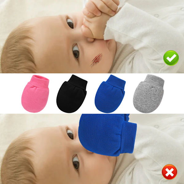 Babyvantar, 4 par bomullsnyfödda vantar vinter babyvantar unisex inga repvantar för pojkar flickor 0-6 månader