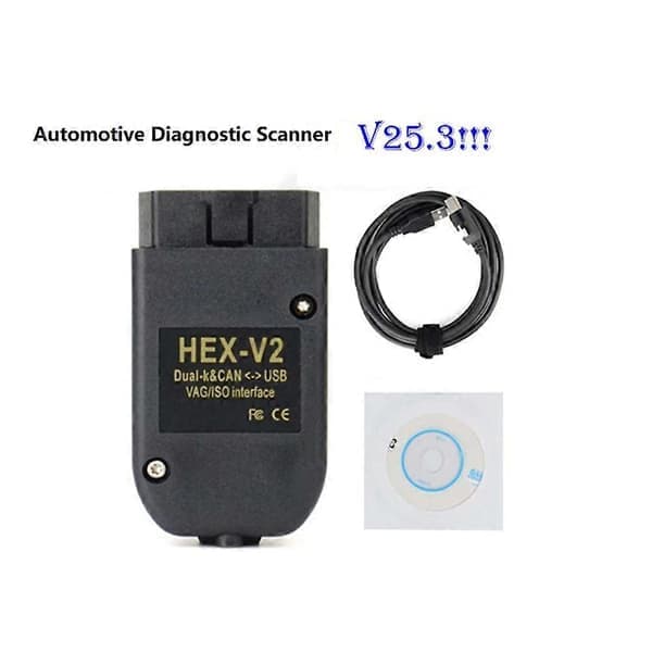 Nyeste FT232 V25.3 VAG scanner værktøj, VAG KKL VCDS kabel, OBD2 diagnostisk kabel, OBD2 scanner, HEX V2 VAGCOM, Engelsk version, sort.