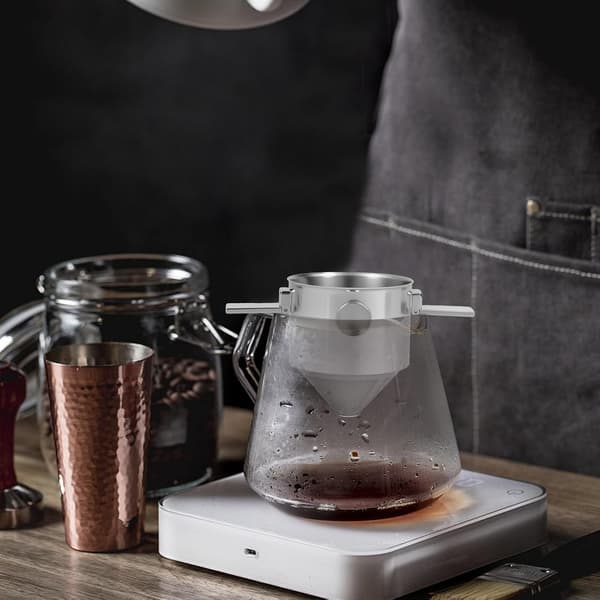 Pour Over Kaffedrypper Rustfrit Stål Kaffefilter Pour Over Kaffemaskine Sammenklappelig Kaffedrypper Kop Keglefilter til Rejser Rustfrit Stål