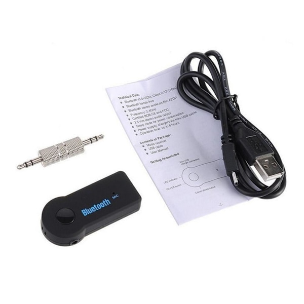 1X Trådlös Bluetooth-adapter 3,5 mm Aux Audio Musik Bil 2024 Rec