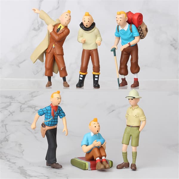 6 Tintin og Kaptein Haddock eventyr naturtro figurer for barn