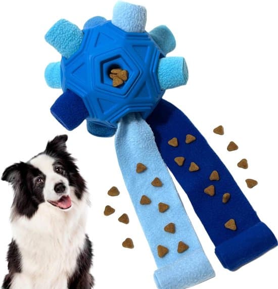 Hundelegetøj - Snusebold til hunde - Hundebold - Snusemåtte - Hundesnusebold - Slikkemåtte til hunde - Ubrydelig forbedret bold - Blå