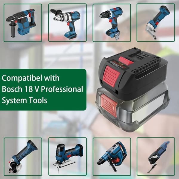 BOSC18B batteriadapter til Bosch 18V PBA Gloria-batterier, batterikonverteringsadapter til Bosch Professional 18V GBA-værktøjer