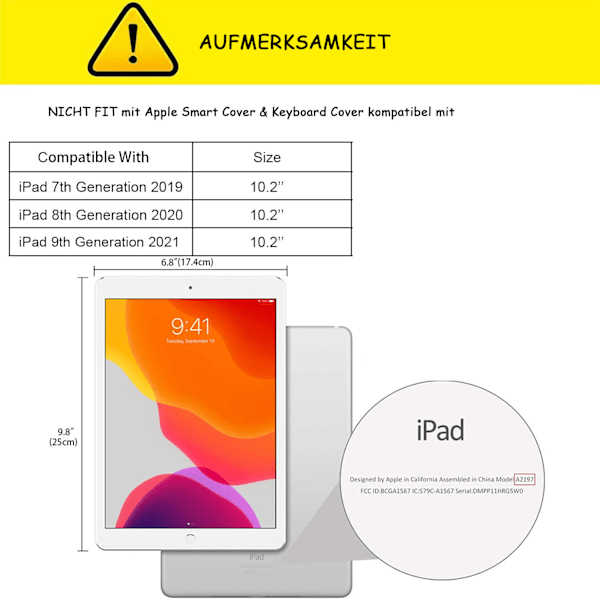 Fodral för iPad 10.2\" (iPad 9:e generationen 2021/iPad 8:e generationen 2020 / iPad 7:e generationen 2019), transparent silikonfodral TPU bakskydd