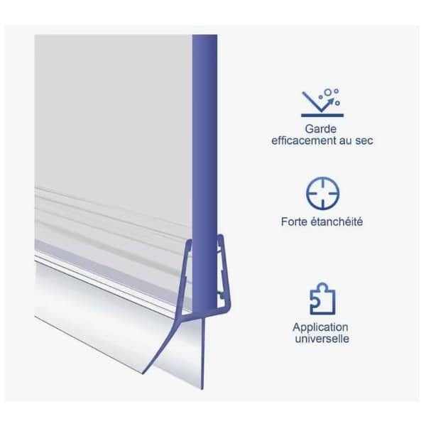 Bruseforsegling 40 cm til brusedøre Badeværelse PVC-forsegling Vandtæt beskyttelse til 4-6 mm glas 2 stk.