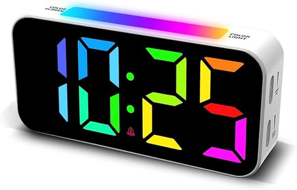 Loud Alarm Clock for Bedroom Suitable for Deep Sleepers, Digital Bedside Clock with Night Light, Large Display and Dual Alarms. White white