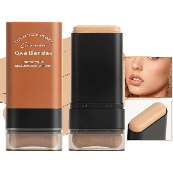 Foundation Stick för Ansikte, Multifunktionell Foundation Stick med Inbyggd Foundationborste, Lättbyggbar Medium till Full Täckning color 02 color 02