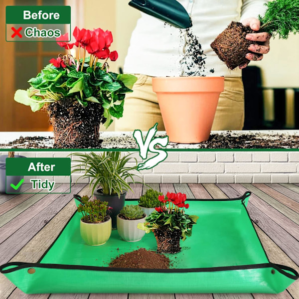 Omplanteringsmatta för inomhusväxter Omplantering och rörelsekontroll 66cm*66cm Tjock vattentät krukbricka Fällbar suckulent krukmatta Bärbar
