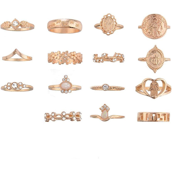 10 st Bohemian Retro Vintage Crystal Joint Knuckle Ring Sets Finger Rings