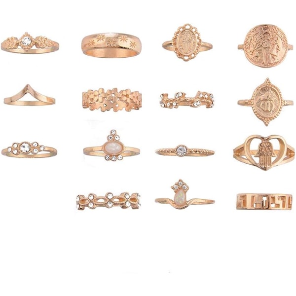 10 st Vintage Knuckle Rings Set Gemstone Bohemian Stapelbara Finger Rings Midi Rings for Women Estetisk Hollow Carved Crystal Ring