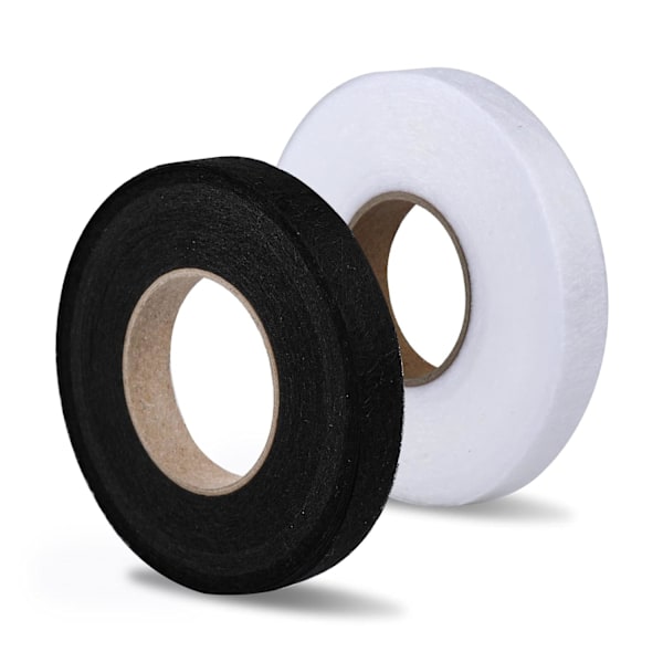 Rullar 70 meter strykjärnsband, fållband för strykning av trasiga kläder jeans byxor kjol (svart 1,5 cm, vit 2 cm i bredd)