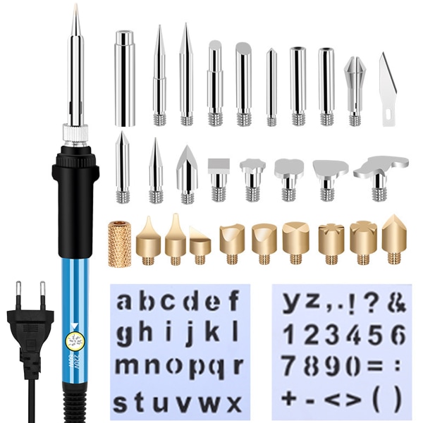 Lödkolv Kit, Träbränningskit med Justerbar Temperatur 200~450℃, DIY Verktygssats för Prägling/Snickeri/Löddning/Pyrografi