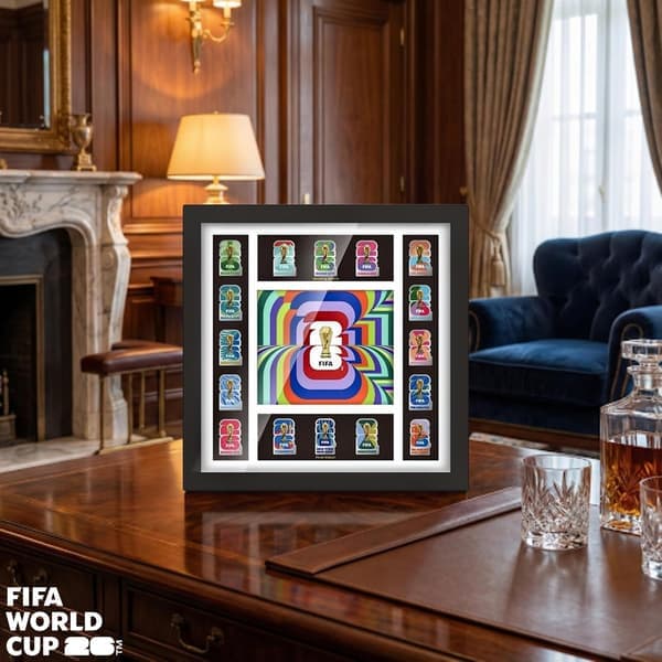 FIFA World Cup 2026 Host Cities Pin Frame - Complete 16-City Set with 2.5D Trophy Pin - Limited Edition Wall Mountable Display