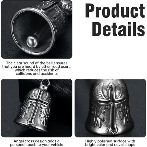 Happy Motorcycle Bell, Chrome Plated Motorcycle Bell Hook, for Motorcycle Accessories or Keychains