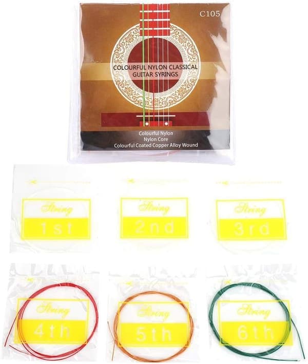 Gitarrsträngar Nylon. Akustiska gitarrsträngar Färgade gitarrsträngar 6st/set Nylon Klassiska strängar Standardspänning för akustisk gitarrbyte
