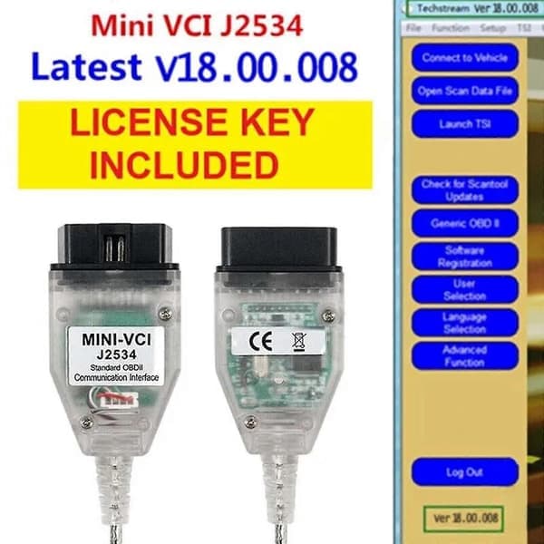 2024 MINI VCI TIS Techstream V18.00.008 J2534 Kabel for Toyota Diagnostikk og Programmering