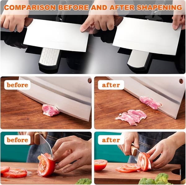 Diamond Sharpening Stone, 400/1000 Grit Handheld Double-Sided Diamond Sharpener 5 in 1 Honeycomb Surface Knife Sharpening Plate Whetstone with Ceramic